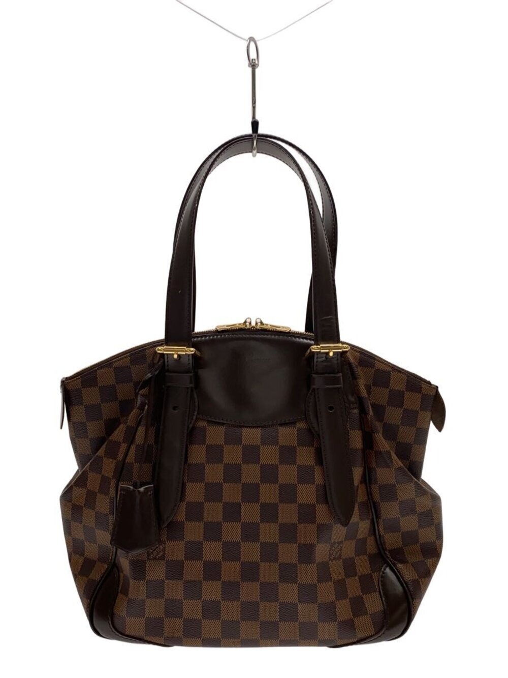 LOUIS VUITTON Verona Damier Ebene Brown Tote Bag Brown Check LV